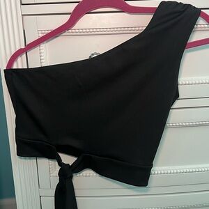 FANG Black One-Shoulder Crop Top